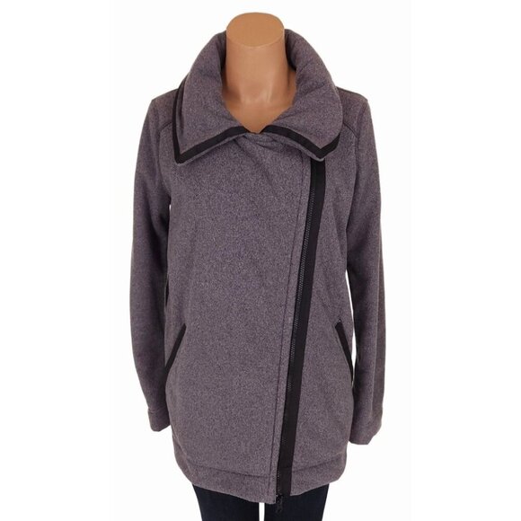 Lululemon Moto Jacket Size 6 Ambient Gray Black Fleece - Picture 3 of 8